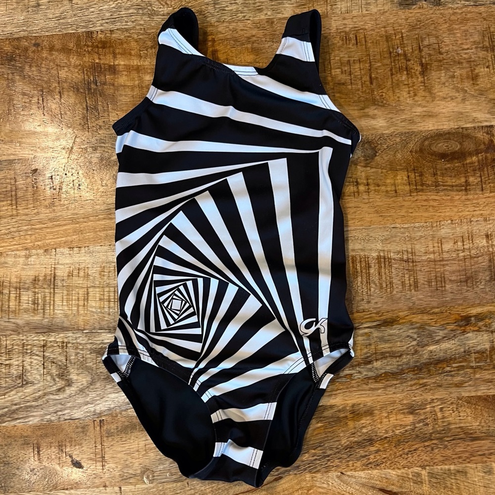 GK Black & White Gymnastics Leotard Size Childs Medium plus 2 off brand leotards